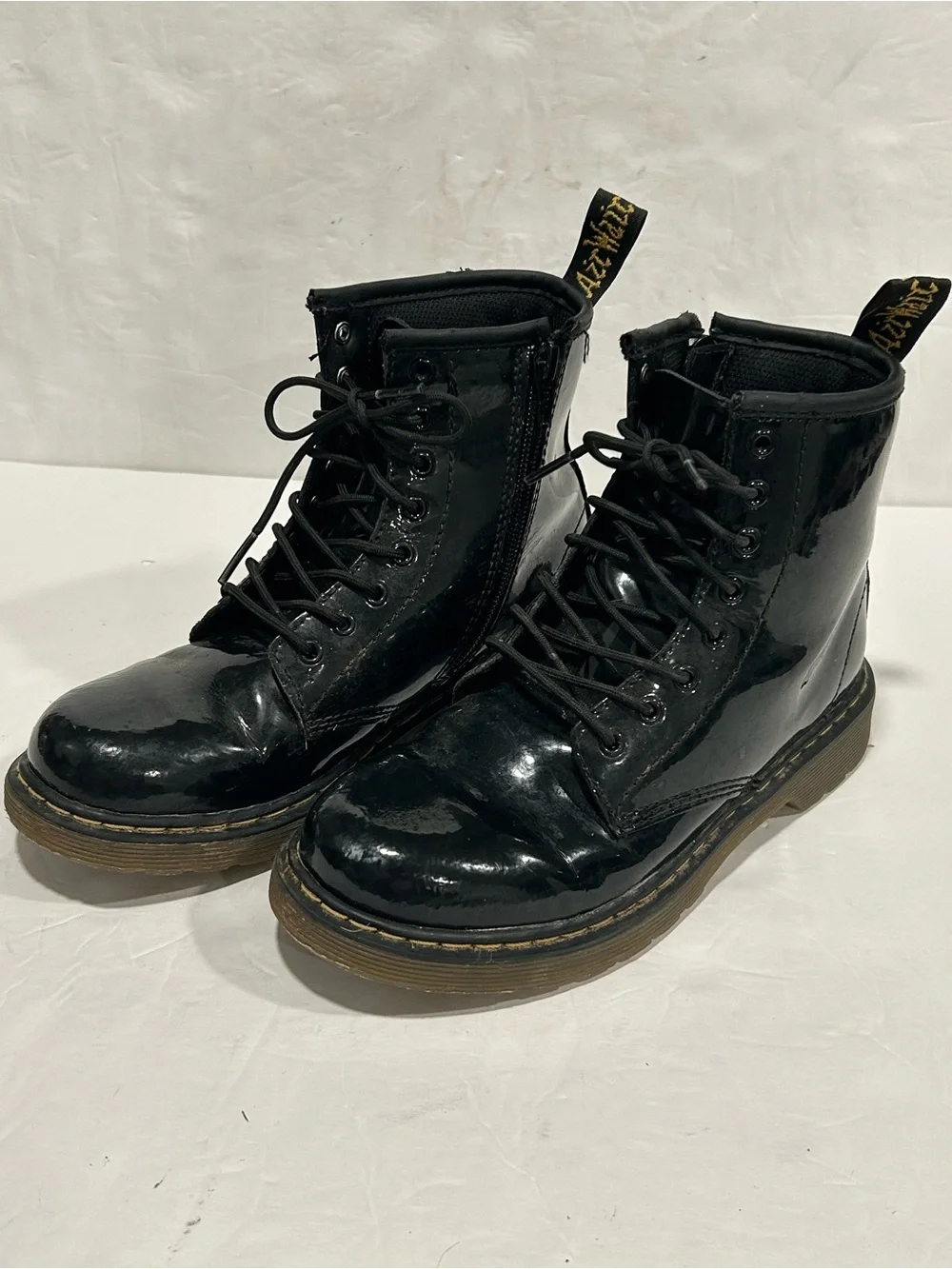 Dr. Martens Youth 1460 Black Patent Leather Zip Up Boots Size 3 US Kids